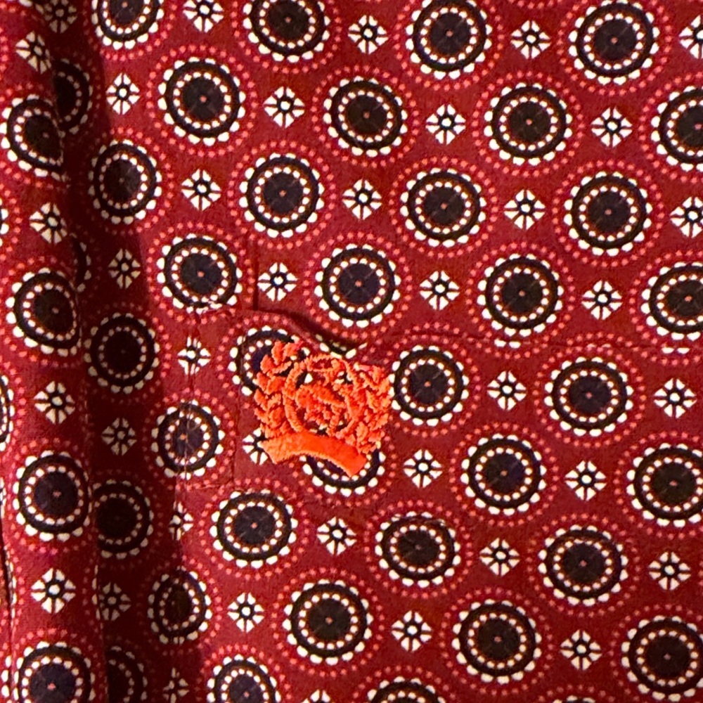 Cinch dark Red Geometric Button Down Shirt XS - Picture 2 of 6